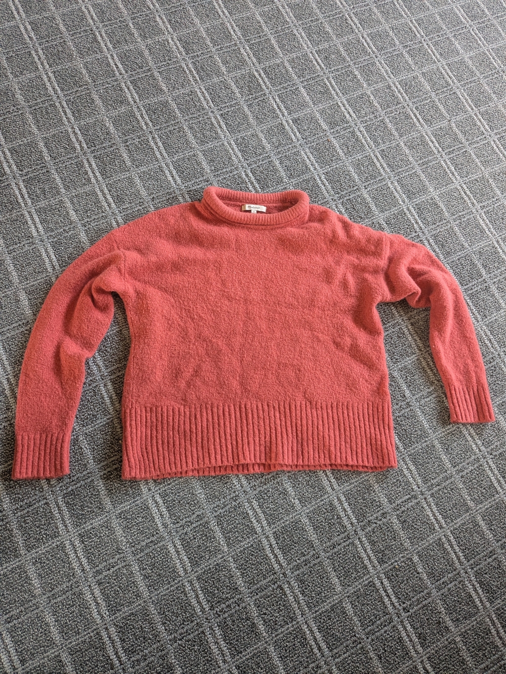 Madewell Women's Wool Alpaca Blend Coral Crewneck Fulton Sweater Size Medium